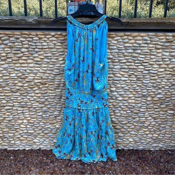 NWT New! A.L.C. 100% Silk Courtney Floral Dress in Blue Grotto Multi. Size 2. - Picture 6 of 13